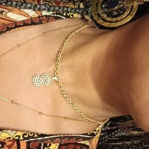 Unisex Solid 10k 0.30CT Initial S Diamond Pendant Gold Baguette Diamonds